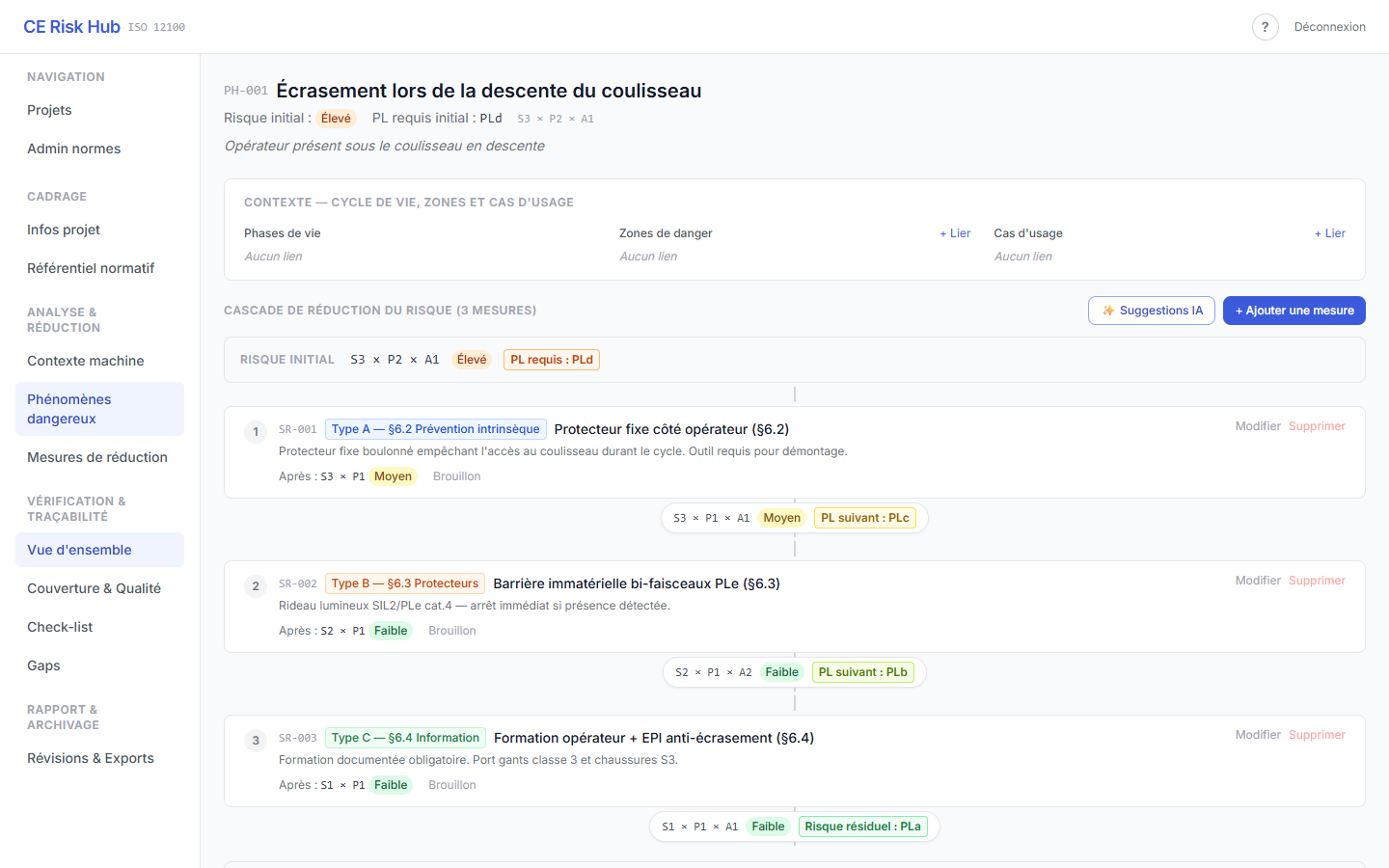Vue exigences — cascade §6.2 §6.3 §6.4 avec export ReqIF